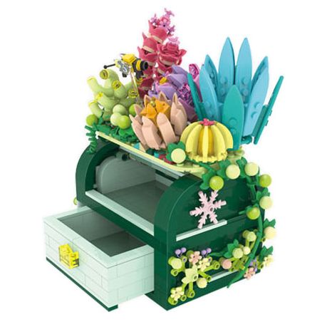 ZHEGAO 663004 non  RƯƠNG KHO BÁU MỌNG NƯỚC bộ đồ chơi xếp lắp ráp ghép mô hình Creator SUCCULENT BOX Sáng Tạo 867 khối
