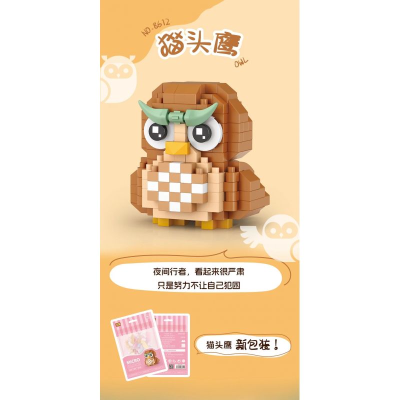 LOZ 8612 non  CON CÚ bộ đồ chơi xếp lắp ráp ghép mô hình OWL 180 khối