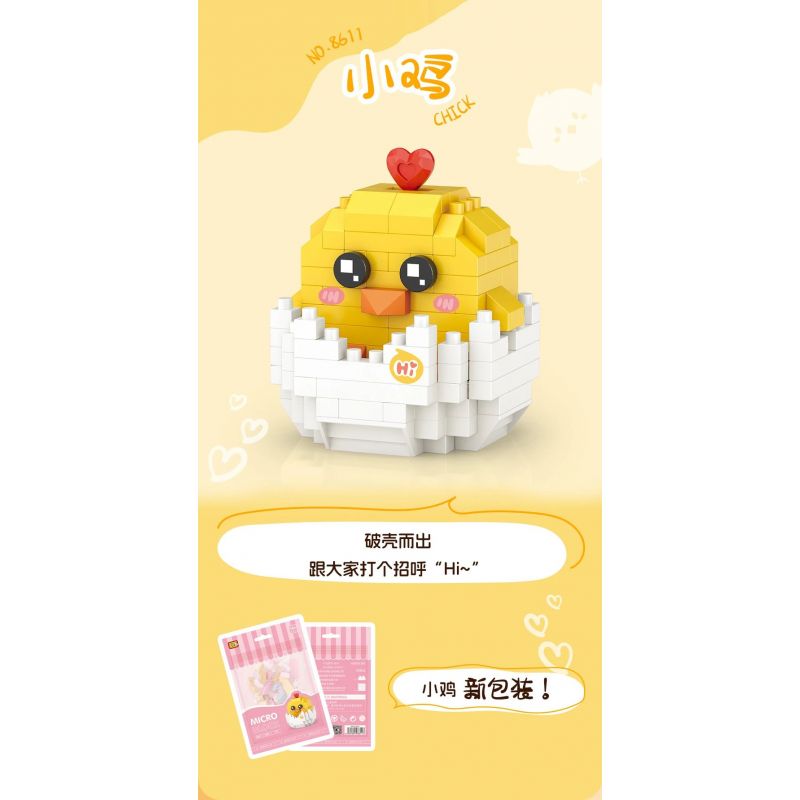 LOZ 8611 non  GÀ CON bộ đồ chơi xếp lắp ráp ghép mô hình CHICK 150 khối
