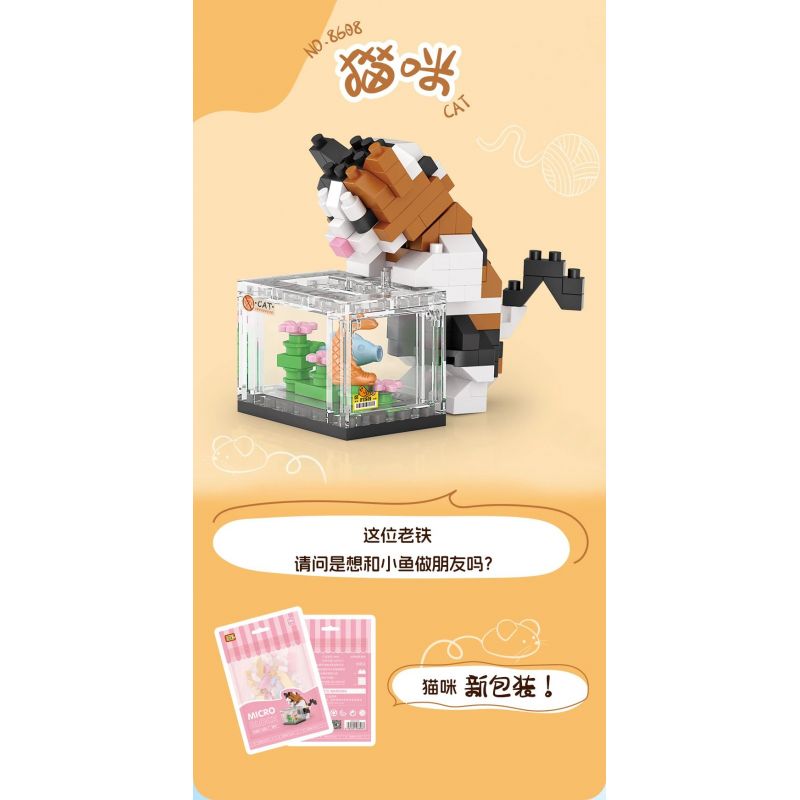 LOZ 8608 non  CON MÈO bộ đồ chơi xếp lắp ráp ghép mô hình CAT 160 khối