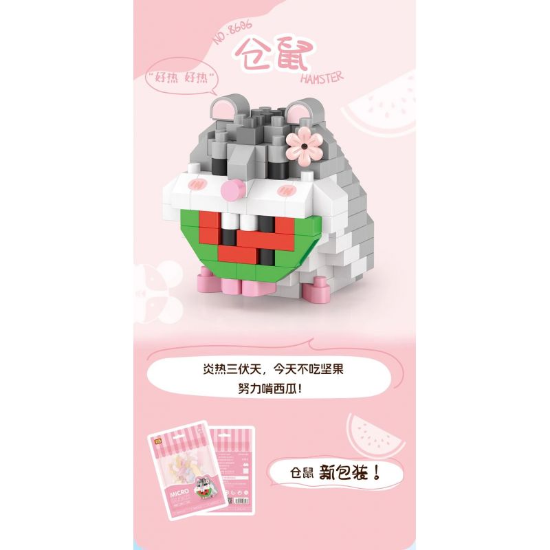 LOZ 8606 non  CHUỘT ĐỒNG bộ đồ chơi xếp lắp ráp ghép mô hình HAMSTER 170 khối