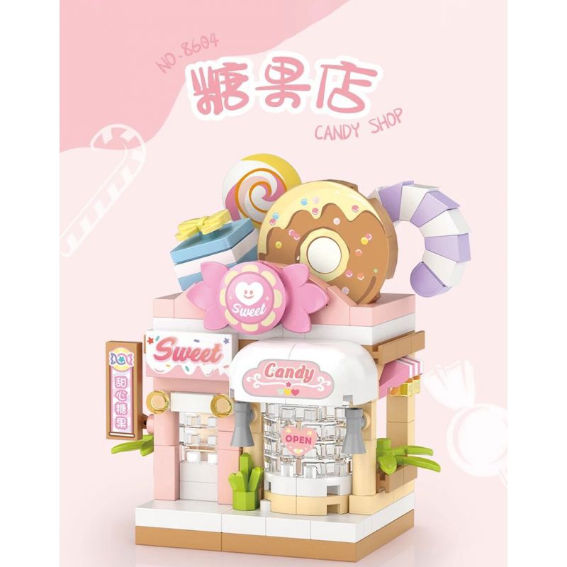 LOZ 8604 non  CỬA HÀNG KẸO bộ đồ chơi xếp lắp ráp ghép mô hình CANDY SHOP
