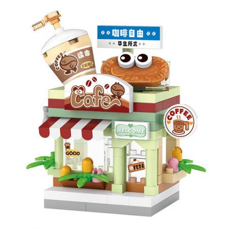 LOZ 8602 non  QUÁN CÀ PHÊ bộ đồ chơi xếp lắp ráp ghép mô hình COFFEE SHOP 120 khối
