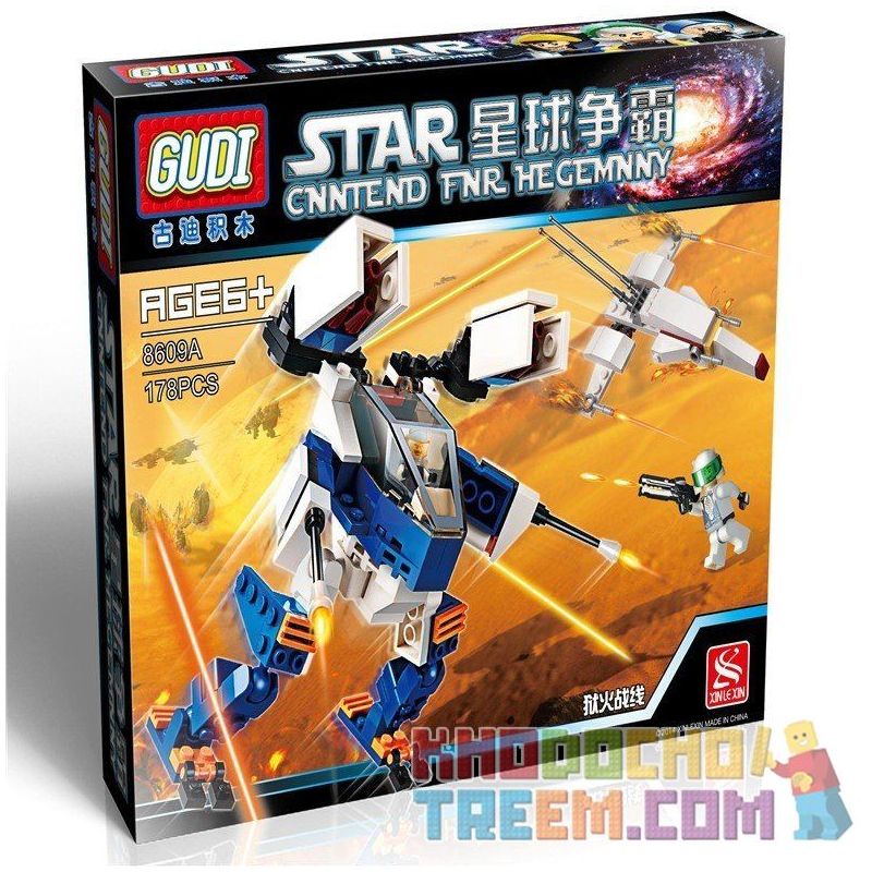 GUDI 8609 8609A Xếp hình kiểu Lego STAR WARS Hellfire Phi Thuyền Chiến đấu đỏ 1 Người gồm 2 hộp nhỏ 178 khối