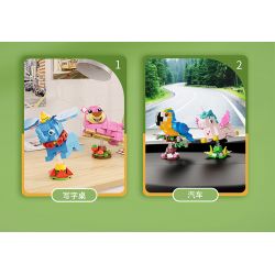 FORANGE FC8286 8286 non  MÁY LẮC THÚ 6 LOẠI LINH DƯƠNG ĐẦU BÒ GẤU HỒNG VOI LẠC ĐÀ VẸT MÀO DIỀU HÂU bộ đồ chơi xếp lắp ráp ghép mô hình Creator POCKET BLOCK Sáng Tạo 633 khối