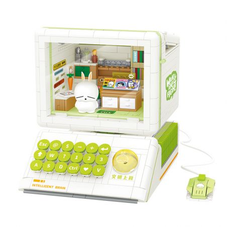 WEILE CHUANGXIANG 6009 non  MÁY TÍNH CỔ ĐIỂN THỎ ROGUE bộ đồ chơi xếp lắp ráp ghép mô hình MASHIMARO 1608 khối