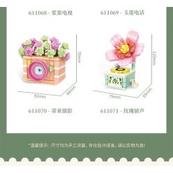 SEMBO 611071 non  CÁC LOÀI MỌNG NƯỚC DỄ THƯƠNG VÀ THÚ VỊ HOA HỒNG ĐỂ LẠI TIẾNG NÓI THIẾT BỊ GIA DỤNG KIỂU CỔ ĐIỂN bộ đồ chơi xếp lắp ráp ghép mô hình Creator Sáng Tạo 151 khối