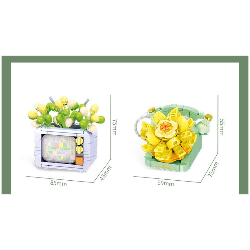 SEMBO 611069 non  DỄ THƯƠNG VÀ MỌNG NƯỚC ĐIỆN THOẠI YULIAN ĐỒ GIA DỤNG CỔ ĐIỂN bộ đồ chơi xếp lắp ráp ghép mô hình Creator Sáng Tạo 141 khối