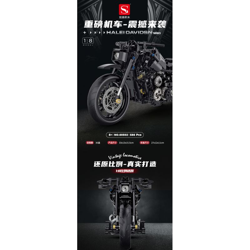 DOUBLE HEIGHT 60502 non  MÔ TÔ HẠNG NẶNG HARLEY-DAVIDSON tỷ lệ 1:8 bộ đồ chơi xếp lắp ráp ghép mô hình  Kỹ Thuật Công Nghệ Cao Mô Hình Phương Tiện 586 khối