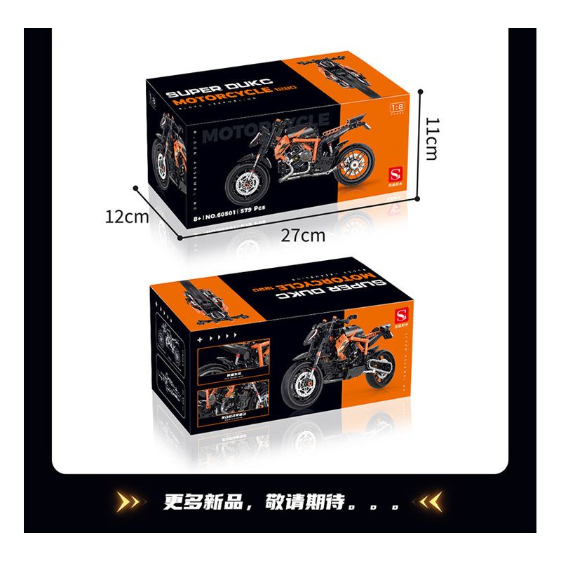 DOUBLE HEIGHT 60501 non  MÔ TÔ HẠNG NẶNG KTM SUPERDUKE 1290R tỷ lệ 1:8 bộ đồ chơi xếp lắp ráp ghép mô hình  Kỹ Thuật Công Nghệ Cao Mô Hình Phương Tiện 579 khối