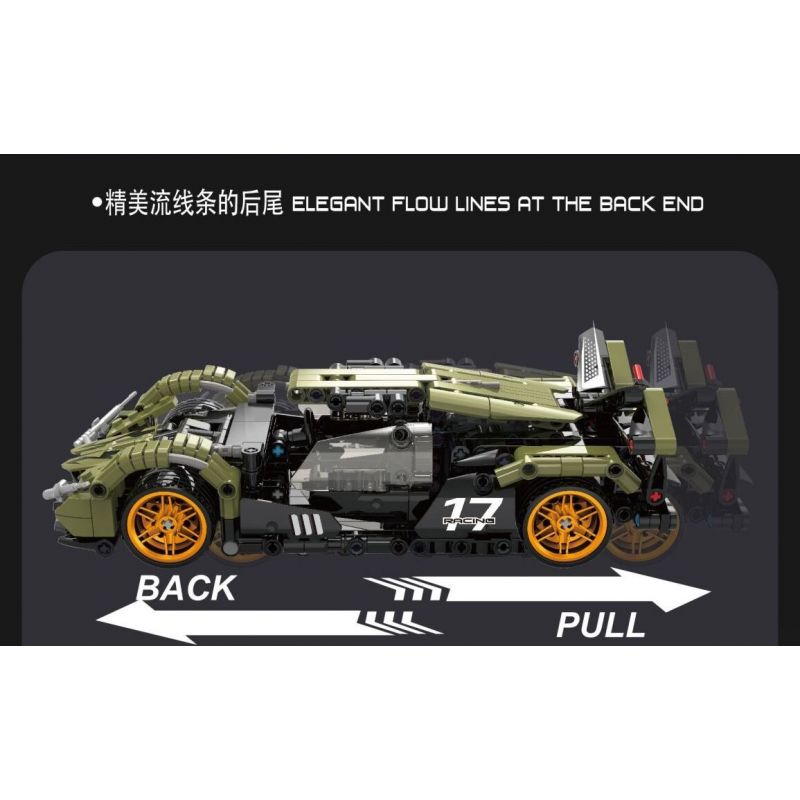 QIAO LE TONG 2317 non  XE Ý TƯỞNG LAMBORGHINI V12 VISION GT KÉO LÙI bộ đồ chơi xếp lắp ráp ghép mô hình  Kỹ Thuật Công Nghệ Cao Mô Hình Phương Tiện 432 khối