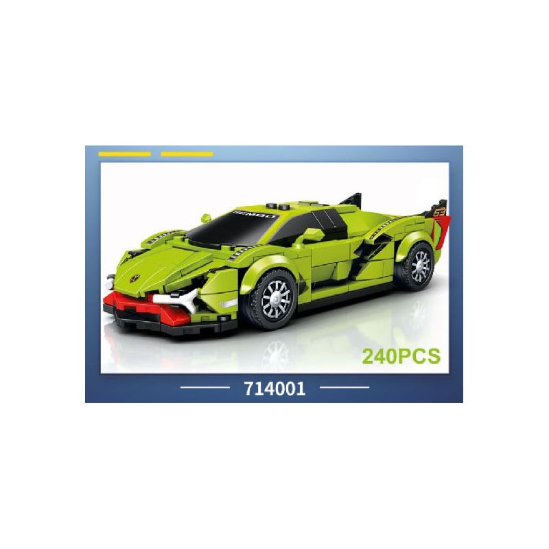 SEMBO 714001 non  BK.8 XE LAMBO GREEN DEVIL CỬA LAMBORGHINI SIÁN FKP 37 bộ đồ chơi xếp lắp ráp ghép mô hình Speed Champions Racing Cars Đua Xe Công Thức 240 khối