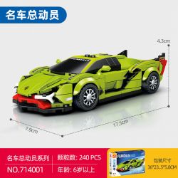 SEMBO 714001 non  BK.8 XE LAMBO GREEN DEVIL CỬA LAMBORGHINI SIÁN FKP 37 bộ đồ chơi xếp lắp ráp ghép mô hình Speed Champions Racing Cars Đua Xe Công Thức 240 khối
