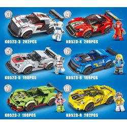 MINGDI LEIBAO K0523 0523 non  GÓI XE SANG 8 MẪU bộ đồ chơi xếp lắp ráp ghép mô hình Racers Đua Tốc Độ 1602 khối