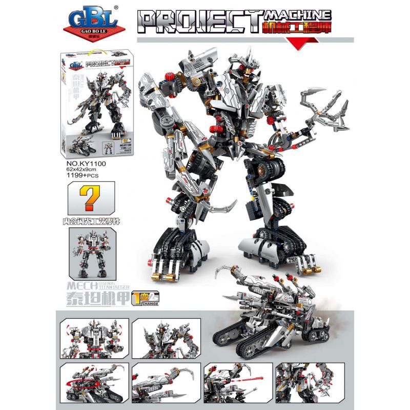 GBL KY1100 1100 non  KỸ SƯ CƠ KHÍ TITAN MECHA bộ đồ chơi xếp lắp ráp ghép mô hình  Kỹ Thuật Công Nghệ Cao Mô Hình Phương Tiện 1199 khối
