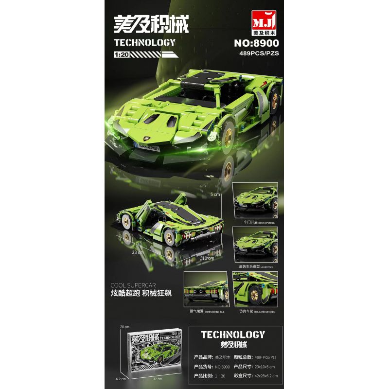 BEAUTIFUL AND 8900 non  LAMBORGHINI tỷ lệ 1:20 bộ đồ chơi xếp lắp ráp ghép mô hình  Kỹ Thuật Công Nghệ Cao Mô Hình Phương Tiện 489 khối