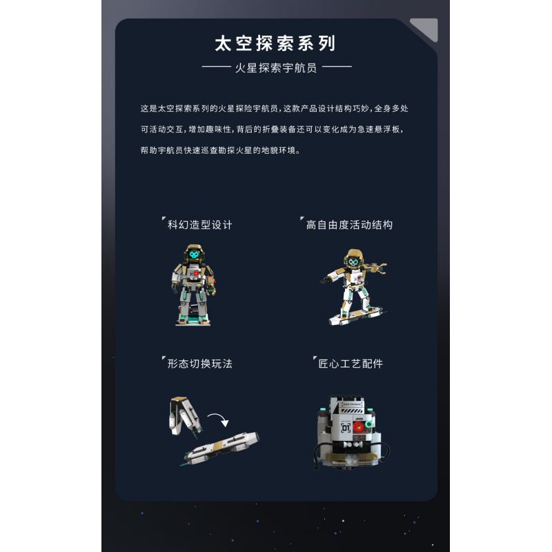 TAKUKI T5003 5003 non  THÁM HIỂM KHÔNG GIAN CHIẾN BINH PHI HÀNH SAO HỎA bộ đồ chơi xếp lắp ráp ghép mô hình SPACE EXPLANATION
