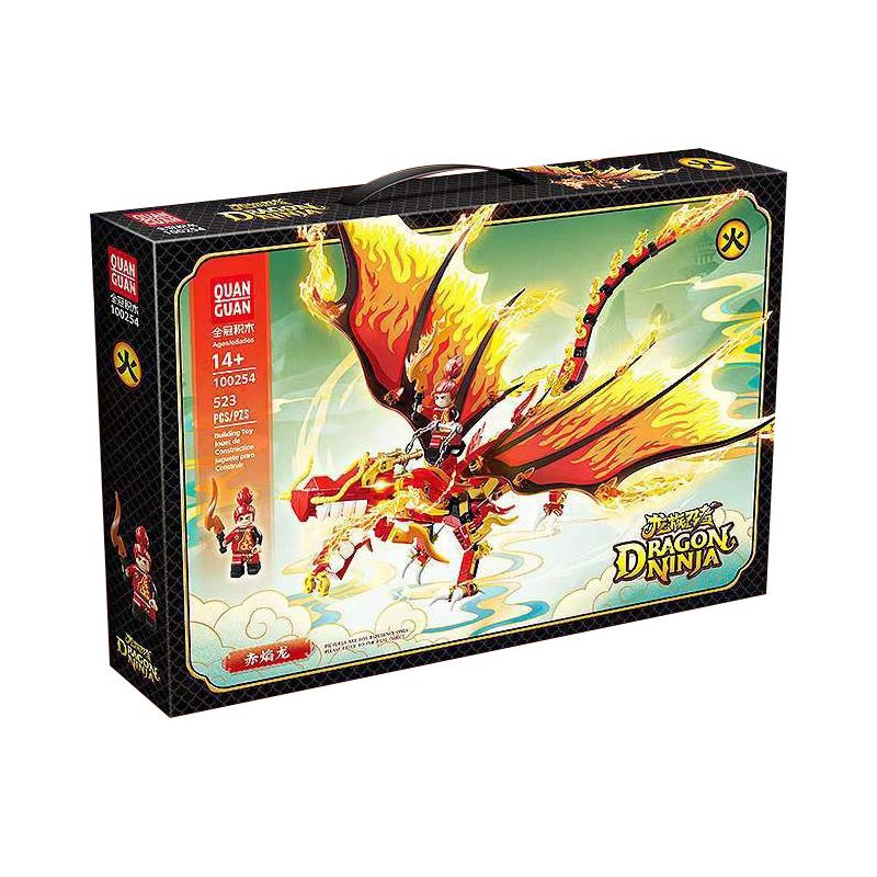 QuanGuan 100254 Quan Guan 100254 non Lego NINJA RỒNG LỬA ĐỎ bộ đồ chơi xếp lắp ráp ghép mô hình DRAGON NINJA 523 khối