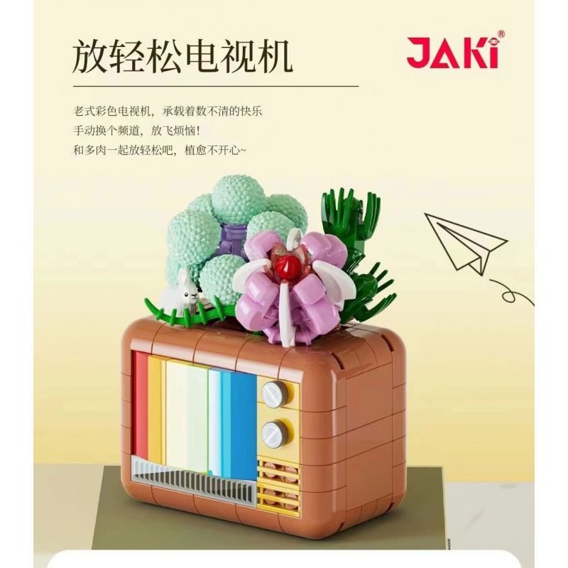 JAKI JK2716 2716 non  TẠP CHÍ THỰC VẬT TV THƯ GIÃN bộ đồ chơi xếp lắp ráp ghép mô hình Creator PLANTE RELAX TELEVISION Sáng Tạo