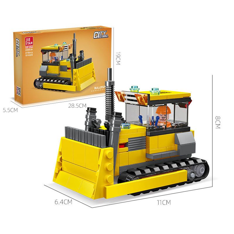 JIESTAR 51020 non  THÀNH PHỐ TOÀN CẦU MÁY ỦI bộ đồ chơi xếp lắp ráp ghép mô hình City BULLDOZER 218 khối