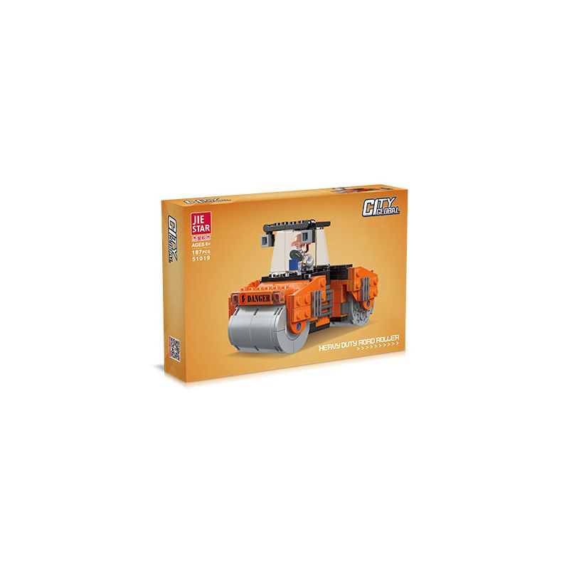 JIESTAR 51019 non  THÀNH PHỐ TOÀN CẦU CON LĂN HẠNG NẶNG bộ đồ chơi xếp lắp ráp ghép mô hình City HEAVY DUTY ROAD ROLLER 187 khối