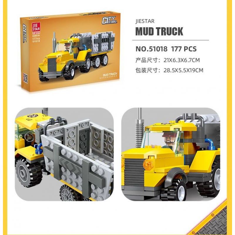 JIESTAR 51019 non  THÀNH PHỐ TOÀN CẦU CON LĂN HẠNG NẶNG bộ đồ chơi xếp lắp ráp ghép mô hình City HEAVY DUTY ROAD ROLLER 187 khối