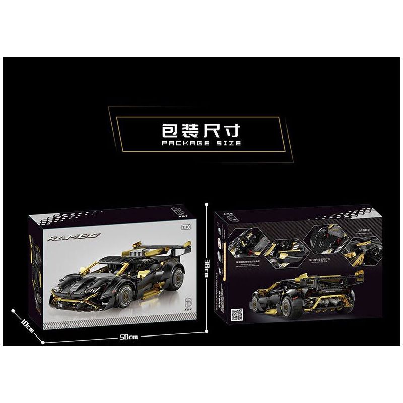 LINGRUI MODEL JIMU LIANGPIN 10600 non  LAMBO VÀNG ĐEN STO tỷ lệ 1:10 bộ đồ chơi xếp lắp ráp ghép mô hình  BLACK GOLD RAMBO LAMBORGHINI HURACÁN STO Kỹ Thuật Công Nghệ Cao Mô Hình Phương Tiện 2519 khối