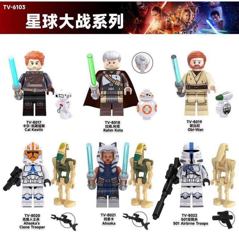 TV 6103 8017 8018 8019 8020 8021 8022 non Lego NHÂN VẬT NHỎ TRONG STAR WARS 6 LOẠI bộ đồ chơi xếp lắp ráp ghép mô hình Chiến Tranh Giữa Các Vì Sao