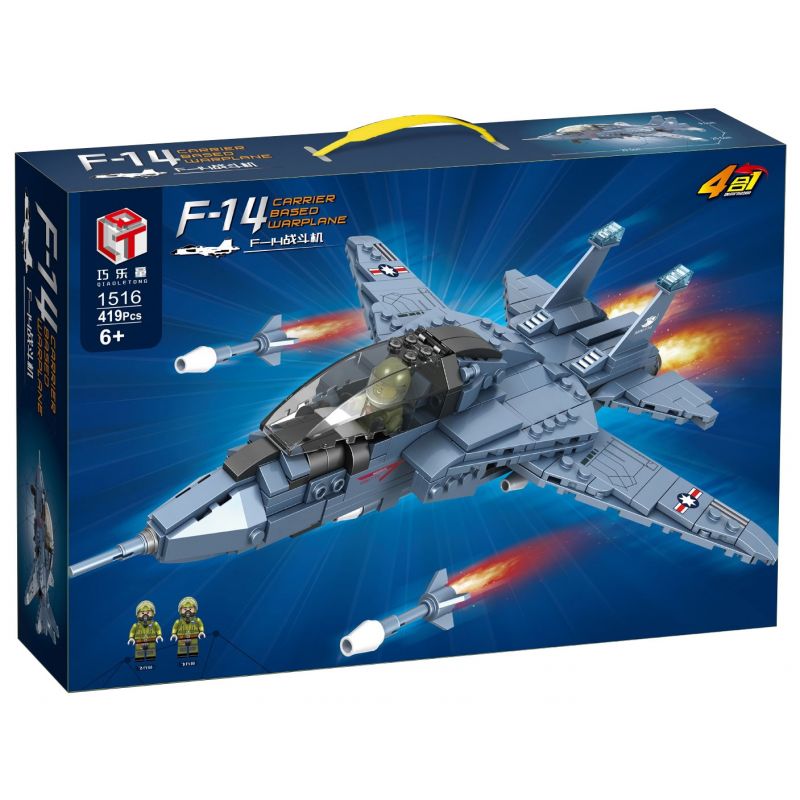 QIAO LE TONG 1516 non Lego MÁY BAY CHIẾN ĐẤU F-14 bộ đồ chơi xếp lắp ráp ghép mô hình Military Army F-14 CARRIER BASED WARPLANE Quân Sự Bộ Đội 419 khối