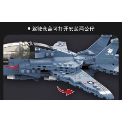QIAO LE TONG 1516 non  MÁY BAY CHIẾN ĐẤU F-14 bộ đồ chơi xếp lắp ráp ghép mô hình Military Army F-14 CARRIER BASED WARPLANE Quân Sự Bộ Đội 419 khối