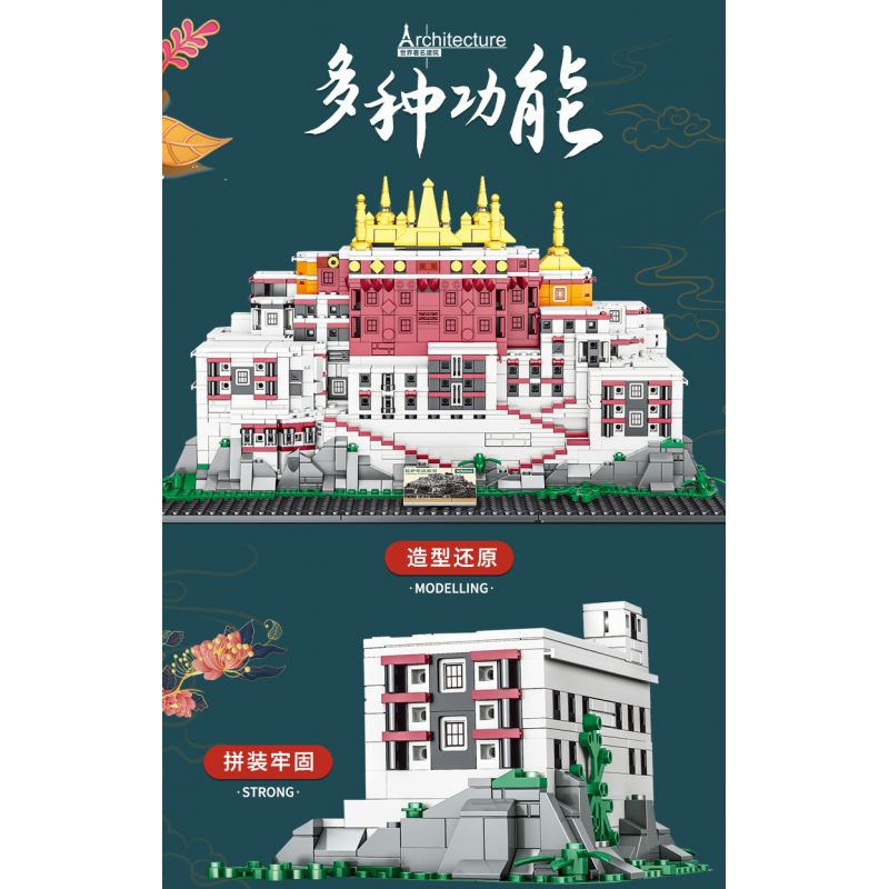 MASAHIRO 8069 non  CUNG ĐIỆN POTALA Ở LHASA TÂY TẠNG TRUNG QUỐC bộ đồ chơi xếp lắp ráp ghép mô hình Buildings POTALA PALACE 1336 khối
