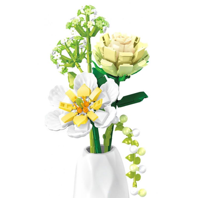 SEMBO 611067 non  SHOP HOA TUYẾT THÊU CAM bộ đồ chơi xếp lắp ráp ghép mô hình Flowers 331 khối