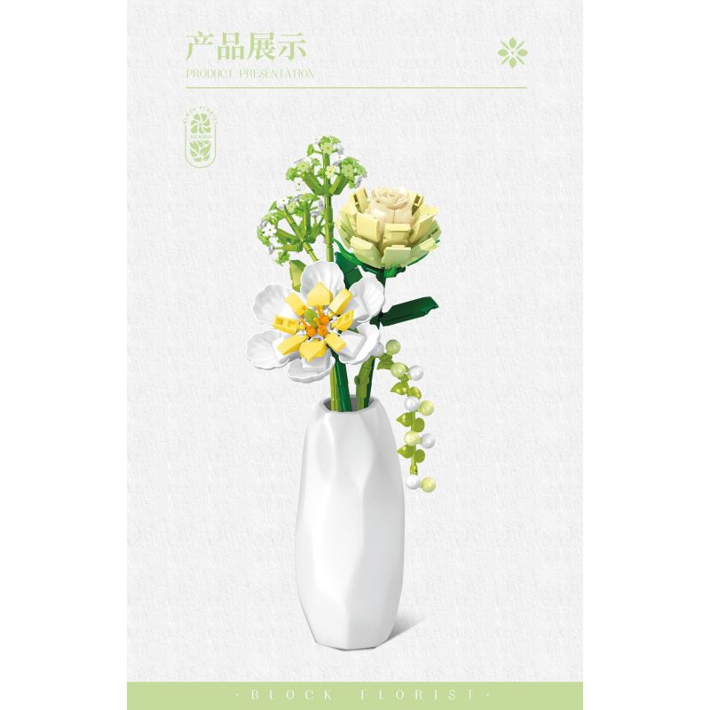 SEMBO 611067 non  SHOP HOA TUYẾT THÊU CAM bộ đồ chơi xếp lắp ráp ghép mô hình Flowers 331 khối