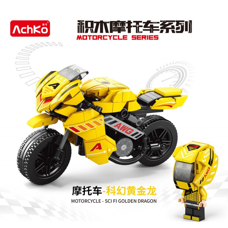 ACHKO 30029 non  RỒNG VÀNG KHOA HỌC VIỄN TƯỞNG bộ đồ chơi xếp lắp ráp ghép mô hình Motorcycle Motorbike Xe Hai Bánh 306 khối