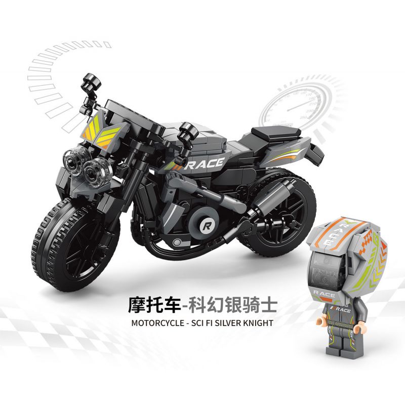 ACHKO 30028 non Lego HIỆP SĨ BẠC KHOA HỌC VIỄN TƯỞNG bộ đồ chơi xếp lắp ráp ghép mô hình Motorcycle Motorbike Xe Hai Bánh 308 khối