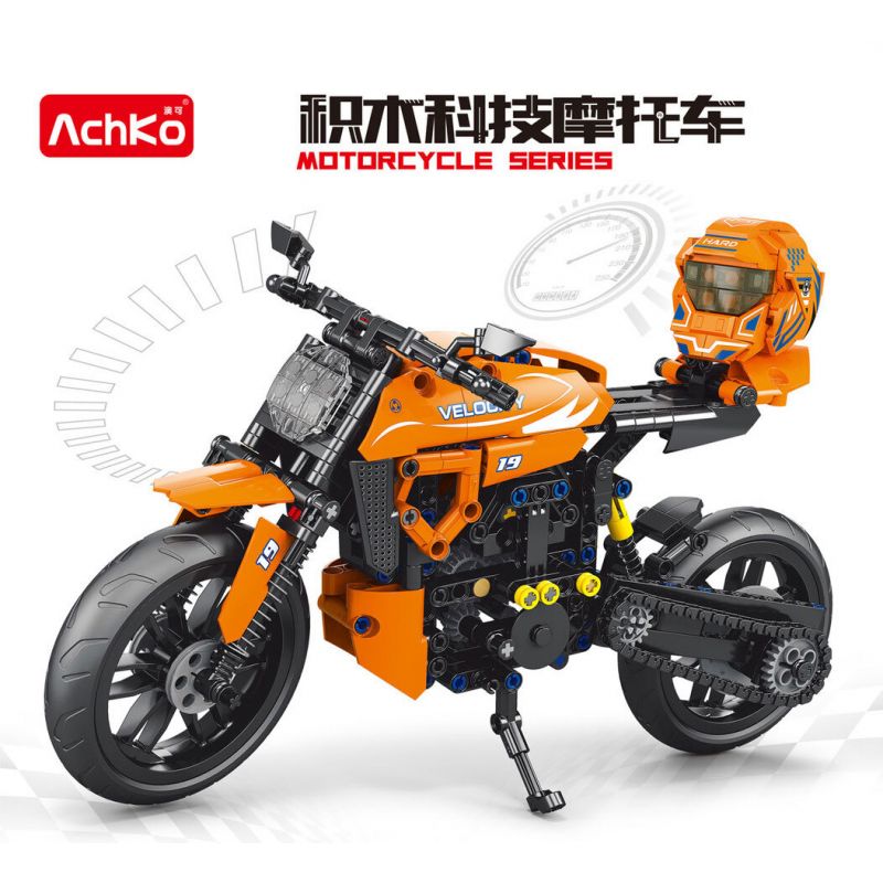 ACHKO 30019 non  XE MÁY CÔNG NGHỆ ORANGE bộ đồ chơi xếp lắp ráp ghép mô hình  Kỹ Thuật Công Nghệ Cao Mô Hình Phương Tiện 578 khối