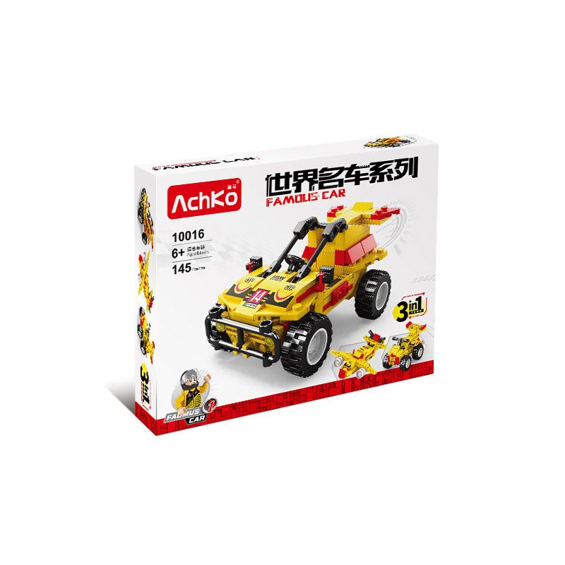 ACHKO 10016 non  XE NỔI TIẾNG THẾ GIỚI DUNE BUGGY bộ đồ chơi xếp lắp ráp ghép mô hình Creator 3 In 1 SAND OFF-ROAD VEHICLE Sáng Tạo Với 3 Mẫu 145 khối