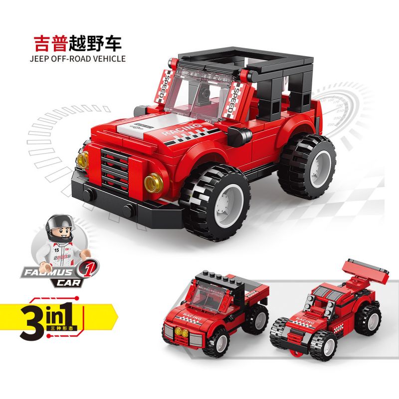 ACHKO 10014 non  XE NỔI TIẾNG THẾ GIỚI ĐỊA HÌNH JEEP bộ đồ chơi xếp lắp ráp ghép mô hình Creator 3 In 1 JEEP OFF-ROAD VEHICLE Sáng Tạo Với 3 Mẫu 149 khối