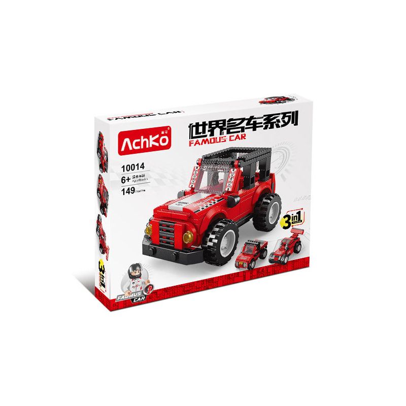 ACHKO 10014 non  XE NỔI TIẾNG THẾ GIỚI ĐỊA HÌNH JEEP bộ đồ chơi xếp lắp ráp ghép mô hình Creator 3 In 1 JEEP OFF-ROAD VEHICLE Sáng Tạo Với 3 Mẫu 149 khối