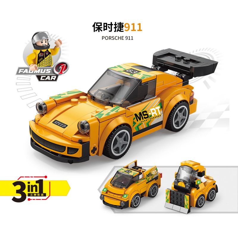 ACHKO 10010 non  XE NỔI TIẾNG THẾ GIỚI PORSCHE 911 bộ đồ chơi xếp lắp ráp ghép mô hình Creator 3 In 1 Sáng Tạo Với 3 Mẫu 156 khối