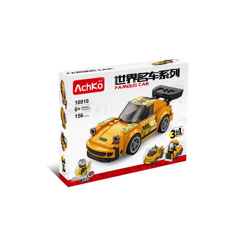 ACHKO 10010 non  XE NỔI TIẾNG THẾ GIỚI PORSCHE 911 bộ đồ chơi xếp lắp ráp ghép mô hình Creator 3 In 1 Sáng Tạo Với 3 Mẫu 156 khối
