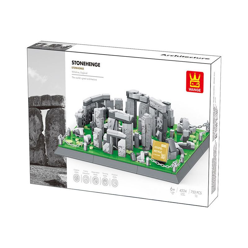 WANGE LIGAO DR.LUCK 4224 non  STONEHENGE BÍ ẨN Ở ANH bộ đồ chơi xếp lắp ráp ghép mô hình Buildings STONEHENGE WILTSHIRE ENGLAND 753 khối
