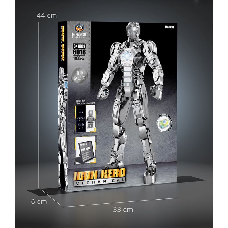 THULE 6016 non  NGƯỜI SẮT MARK II bộ đồ chơi xếp lắp ráp ghép mô hình Marvel Super Heroes IRON HERO Siêu Anh Hùng Marvel 1168 khối