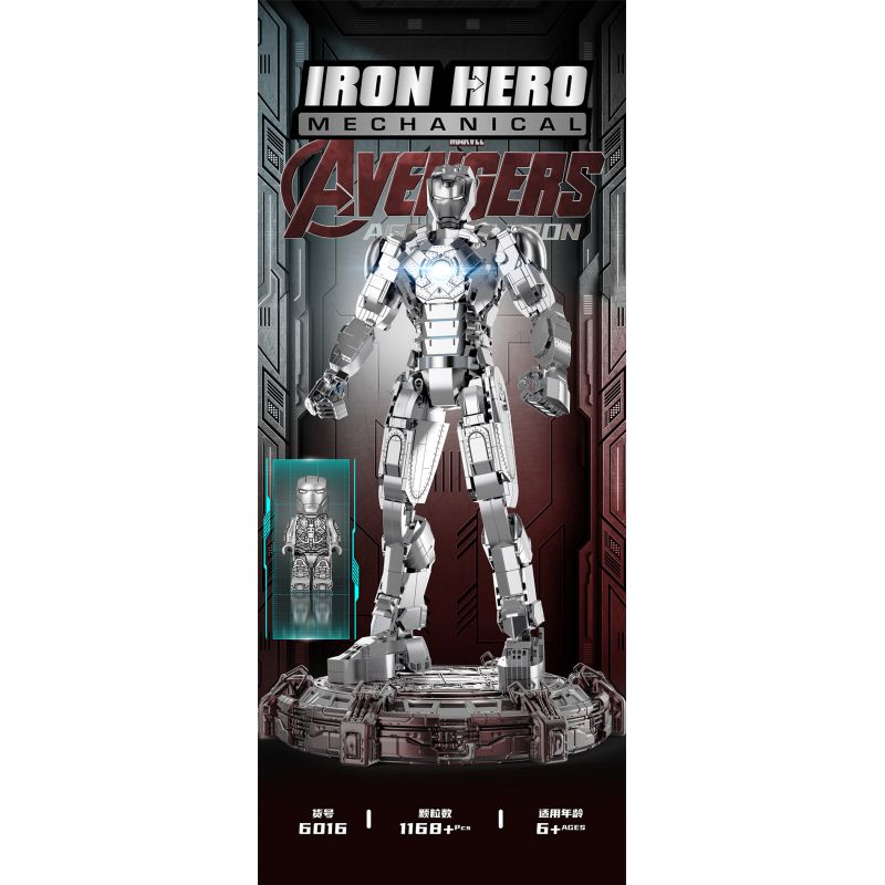 THULE 6016 non  NGƯỜI SẮT MARK II bộ đồ chơi xếp lắp ráp ghép mô hình Marvel Super Heroes IRON HERO Siêu Anh Hùng Marvel 1168 khối