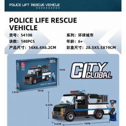 JIESTAR 54108 non  UNIVERSAL CITY XE CỨU HỘ NÂNG CỦA CẢNH SÁT bộ đồ chơi xếp lắp ráp ghép mô hình POLICE LIFE RESCUE VEHICLE Thành Phố 148 khối