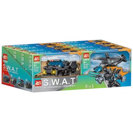 MASAHIRO 9098 non  CHIẾN BINH MECHA CẢNH SÁT ĐEN SWAT bộ đồ chơi xếp lắp ráp ghép mô hình SWAT MECHWARRIOR 768 khối