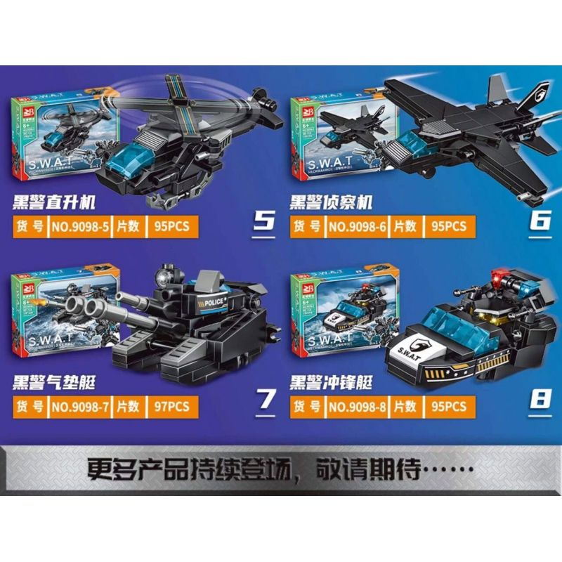MASAHIRO 9098 non  CHIẾN BINH MECHA CẢNH SÁT ĐEN SWAT bộ đồ chơi xếp lắp ráp ghép mô hình SWAT MECHWARRIOR 768 khối