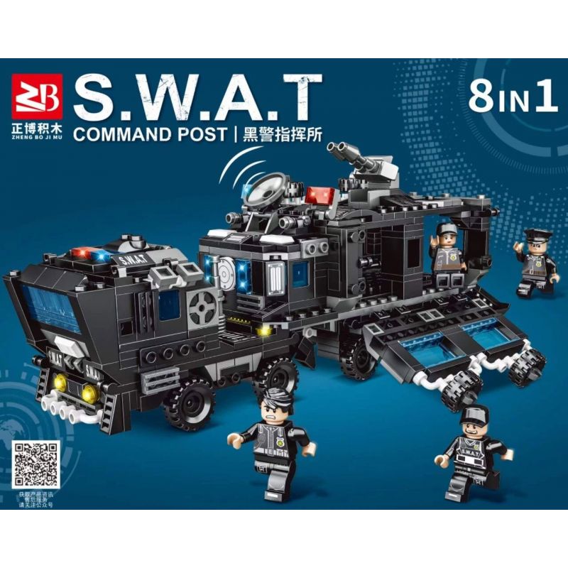 MASAHIRO 9097 non  SỞ CHỈ HUY CẢNH SÁT DA ĐEN SWAT bộ đồ chơi xếp lắp ráp ghép mô hình City SWAT COMMAND POST Thành Phố 775 khối