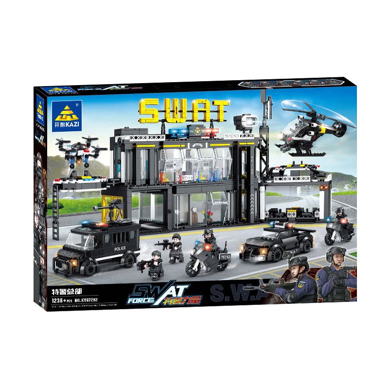 Kazi KY67292 67292 non Lego LỰC LƯỢNG SWAT TRỤ SỞ bộ đồ chơi xếp lắp ráp ghép mô hình Super Police Force Siêu Cảnh Sát 1238 khối