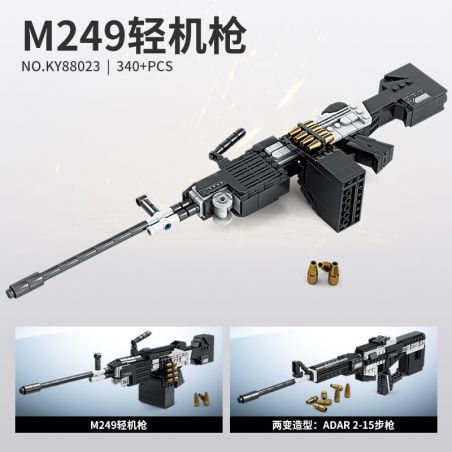 Kazi KY88023 88023 non  SÚNG MÁY HẠNG NHẸ M249 bộ đồ chơi xếp lắp ráp ghép mô hình Gun 340 khối